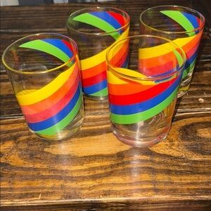 Rainbow Cora Striped Glass cups